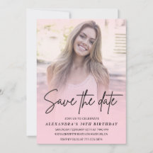 Save the date Photo Gradient Blush Pink 30th