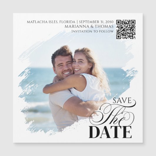 Save the Date Photo Modern Wedding Magnetic (正面)