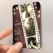 Save the Date Photo Strip Wedding Favor Rustic マグネット
