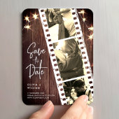 Save the Date Photo Strip Wedding Favor Rustic マグネット