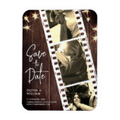 Save the Date Photo Strip Wedding Favor Rustic マグネット (縦)