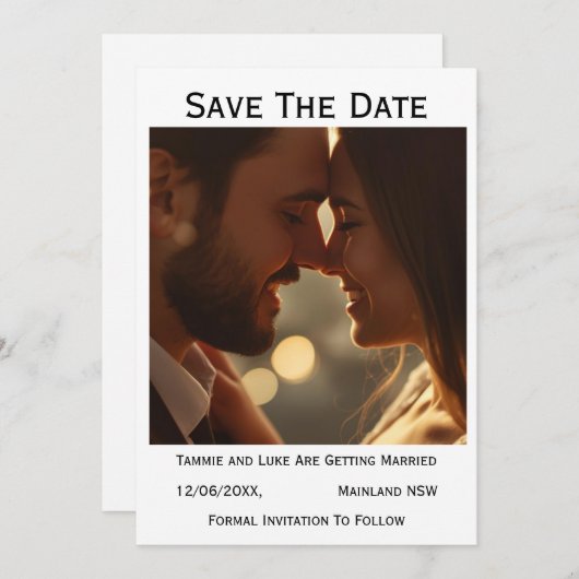 Save the Date Photo Wedding Card | Personalised  (正面/裏面)
