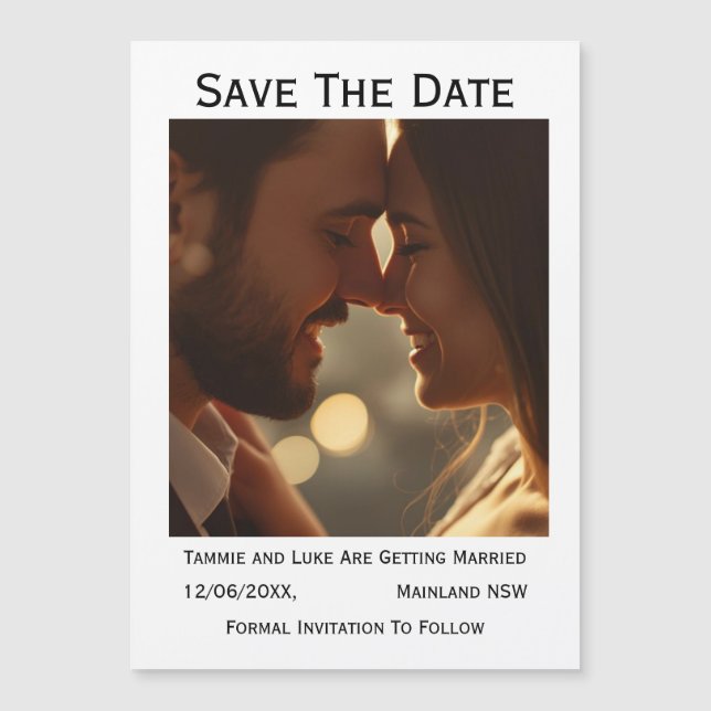 Save the Date Photo Wedding Magnet  (正面)