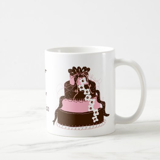 Save the Date Pink and Chocolate Cake コーヒーマグカップ (右)