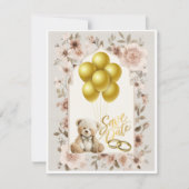 Save The Date Pink and Gold Card 招待状 (正面)