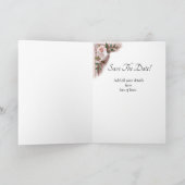 Save The Date - Pink Roses & Doves Wedding カード (内部)