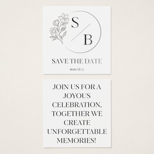 Save the Date Profile Card Elegant Wedding card (正面&裏面)