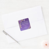Save The Date -Purple Mauve Flowers & White スクエアシール (封筒)