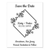 Save the Date Quote Diamond & Wildflowers Wedding ラバースタンプ (インプリント)