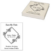 Save the Date Quote Diamond & Wildflowers Wedding ラバースタンプ (押印)