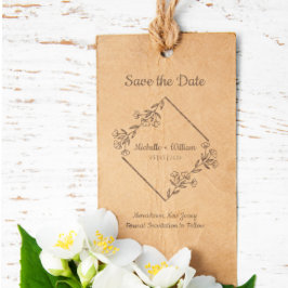 Save the Date Quote Diamond & Wildflowers Wedding ラバースタンプ