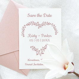 Save the Date Quote Heart & Wildflowers Wedding ラバースタンプ