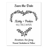 Save the Date Quote Heart & Wildflowers Wedding ラバースタンプ (インプリント)