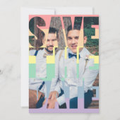 Save The Date RainbowゲイLGBTQパーソナライズされた Photo 案内状 (正面)