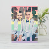 Save The Date RainbowゲイLGBTQパーソナライズされた Photo 案内状 (スタンド正面)