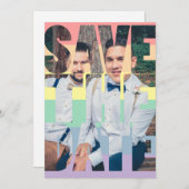 Save The Date RainbowゲイLGBTQパーソナライズされた Photo 案内状 (正面/裏面)