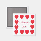 Save the date, red hearts border magnets マグネット (正面/裏面)