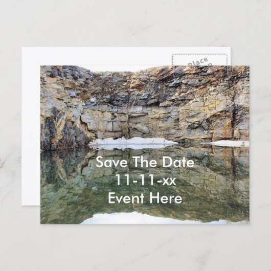 Save The Date Reflections In Water 案内ポストカード (正面/裏面)