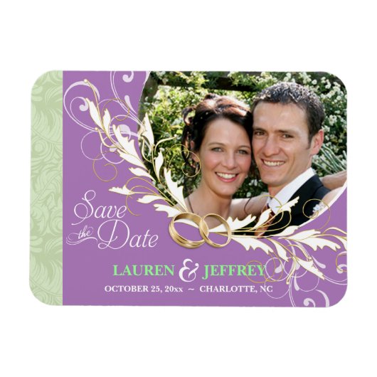 Save the Date - Sage & Lavender Photo Magnets マグネット (横)