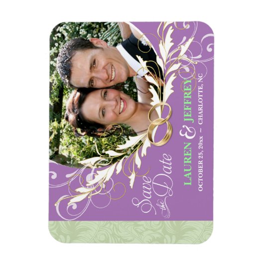 Save the Date - Sage & Lavender Photo Magnets マグネット (縦)