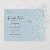 Save the Date Script Winter Snowflakes Photo ポストカード (裏面)