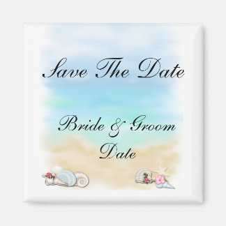 Save the Date Seashellsビーチ結婚式磁石 マグネット