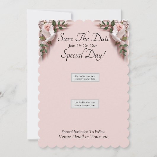 Save The Date, see matching Magnet Dove Pink Roses (正面)