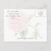 Save the Date SilverのとストライプPink Hydrangeas 案内ポストカード (裏面)