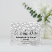 Save the Date Silver Balloonsグリッター 案内ポストカード (スタンド正面)