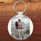 Save the date simple minimal QR scan code details  キーホルダー (正面)