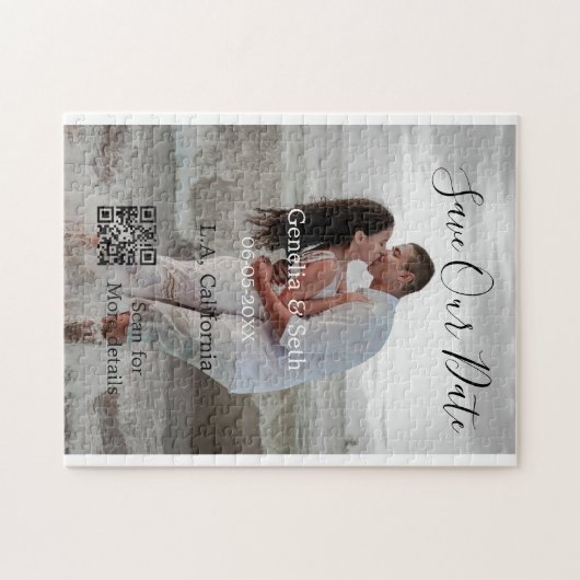 Save the date simple minimal QR scan code details  ジグソーパズル (横)
