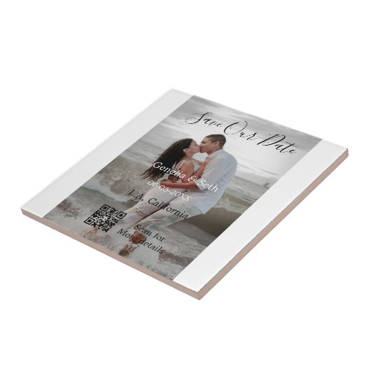 Save the date simple minimal QR scan code details  タイル (側面)