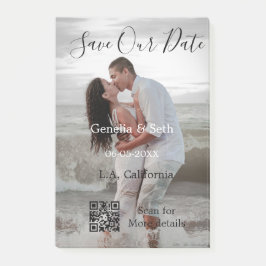 Save the date simple minimal QR scan code details  ポストイット