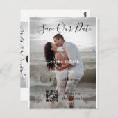 Save the date simple minimal QR scan code details  ポストカード (正面/裏面)
