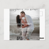 Save the date simple minimal QR scan code details  ポストカード (裏面)