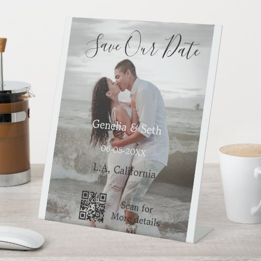 Save the date simple minimal QR scan code details  台座サイン (インサイチュ)