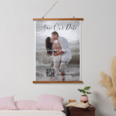 Save the date simple minimal QR scan code details  吊り下げ型タペストリー (寝室)