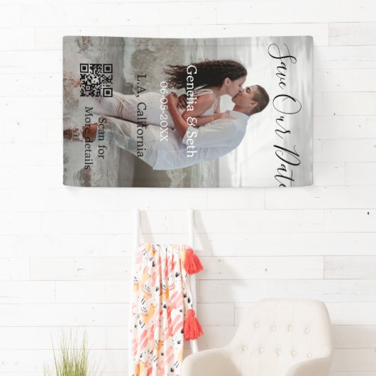 Save the date simple minimal QR scan code details  横断幕 (インサイチュ)