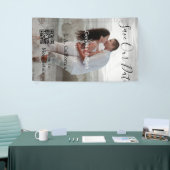 Save the date simple minimal QR scan code details  横断幕 (トレードショー)