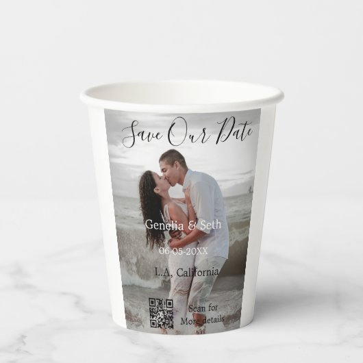 Save the date simple minimal QR scan code details  紙コップ (裏面)