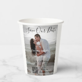 Save the date simple minimal QR scan code details  紙コップ