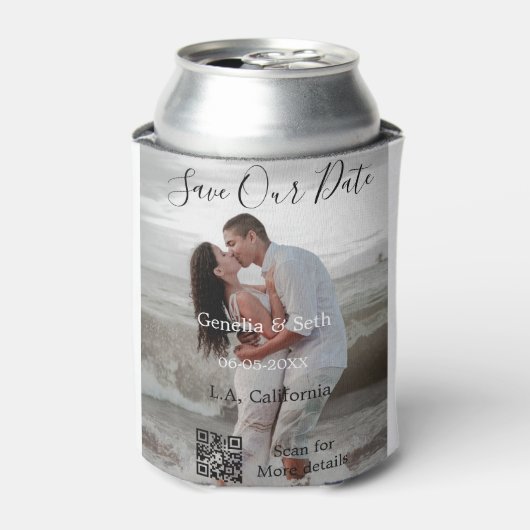 Save the date simple minimal QR scan code details  缶クーラー (缶正面)