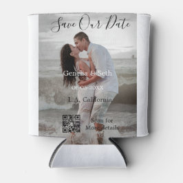 Save the date simple minimal QR scan code details  缶クーラー