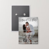 Save the date simple minimal QR scan code details  缶バッジ (正面/裏面)