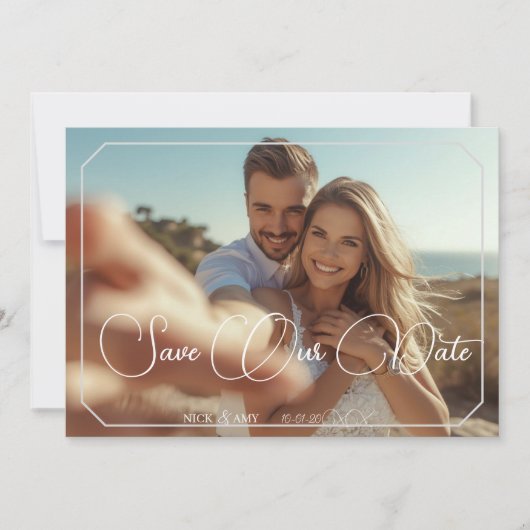 Save The Date  Simple Modern elegant Wedding Card 招待状 (正面)