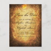 Save The Date Steampunkヴィンテージアンティークバラ 案内ポストカード (正面)
