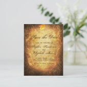 Save The Date Steampunkヴィンテージアンティークバラ 案内ポストカード (スタンド正面)