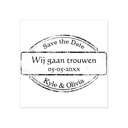 Save the Date stempel met namen en datum ラバースタンプ (インプリント)