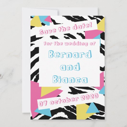 Save the date style années 80 招待状 (正面)