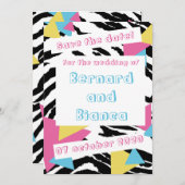 Save the date style années 80 招待状 (正面/裏面)